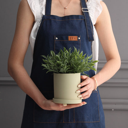 Nordic Industrial Style Colorful Ceramic Flowerpot Succulent Planter Green Plants Cylindrical Shape Flower Pot with Hole Tray